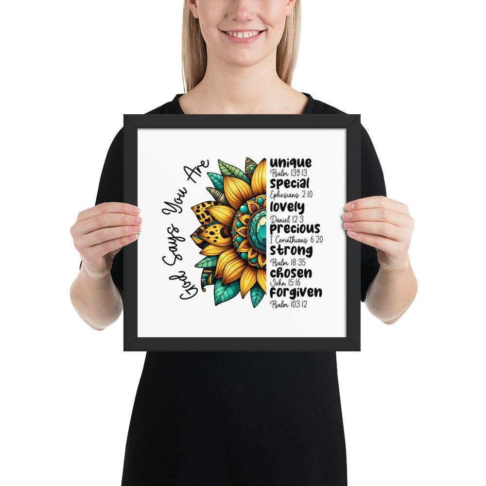 God Says You Are Framed Horizontal Poster | Christian Wall Art | Wear Your Heart - Wear Your Heart