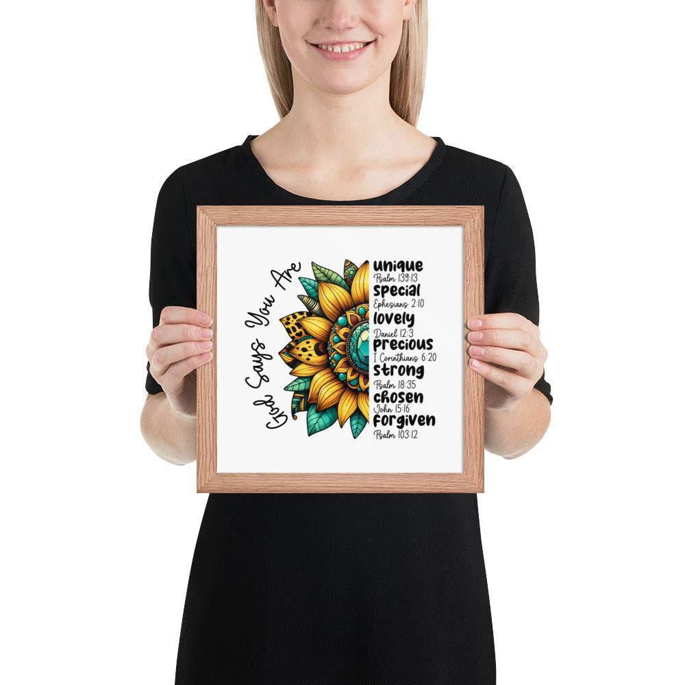 God Says You Are Framed Horizontal Poster | Christian Wall Art | Wear Your Heart - Wear Your Heart