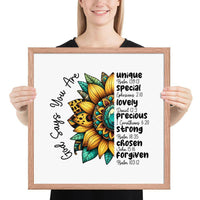 God Says You Are Framed Horizontal Poster | Christian Wall Art | Wear Your Heart - Wear Your Heart