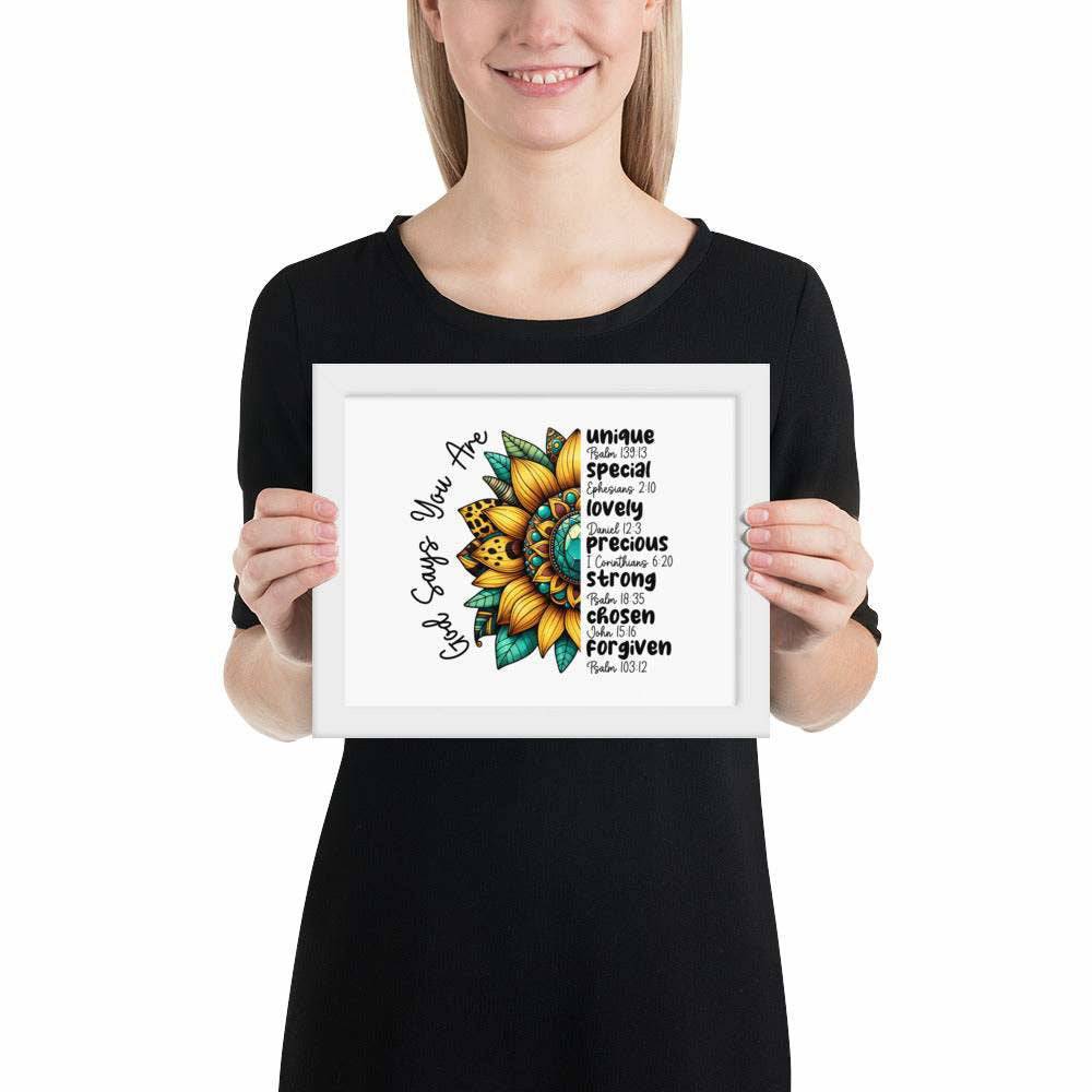 God Says You Are Framed Horizontal Poster | Christian Wall Art | Wear Your Heart - Wear Your Heart