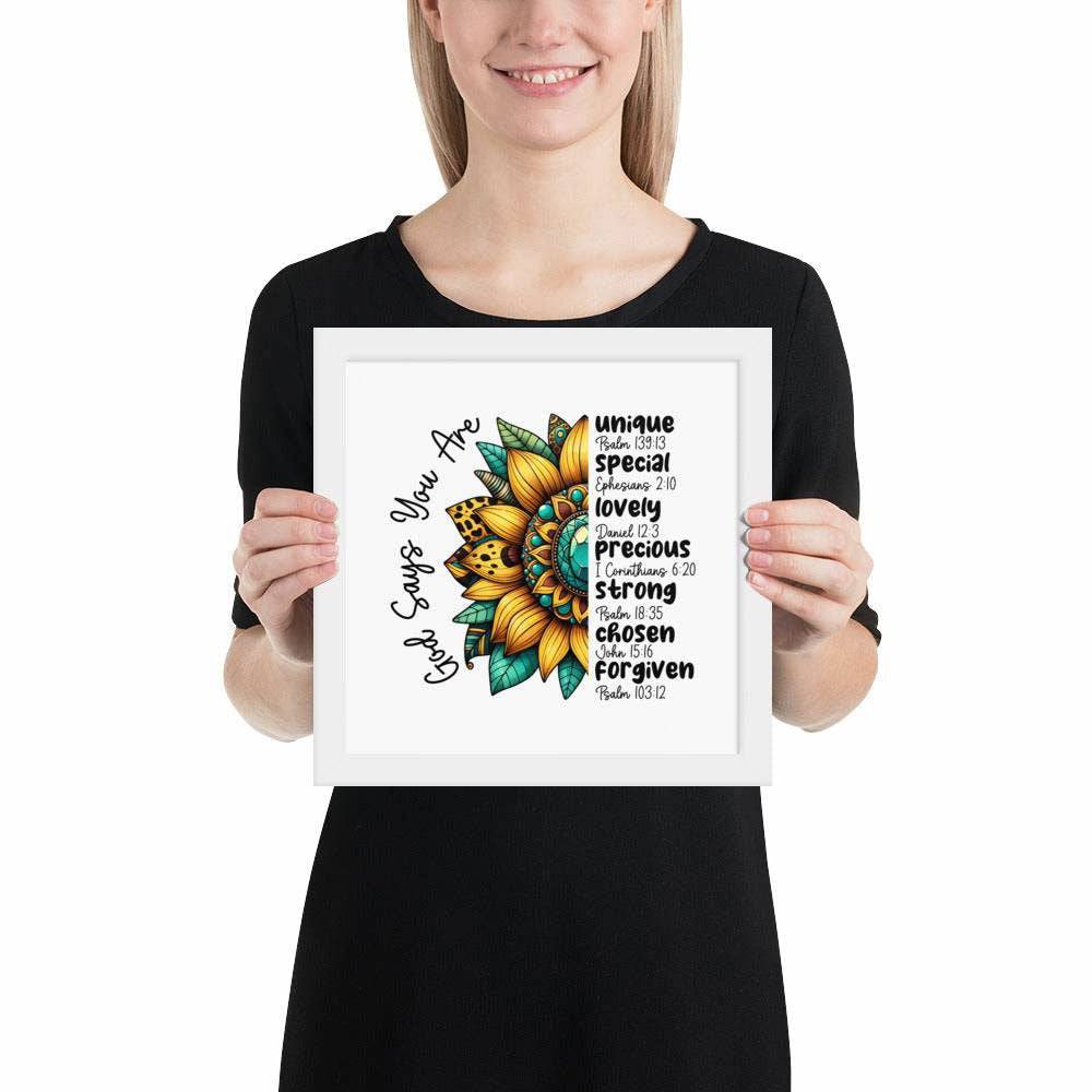 God Says You Are Framed Horizontal Poster | Christian Wall Art | Wear Your Heart - Wear Your Heart