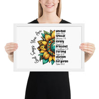 God Says You Are Framed Horizontal Poster | Christian Wall Art | Wear Your Heart - Wear Your Heart