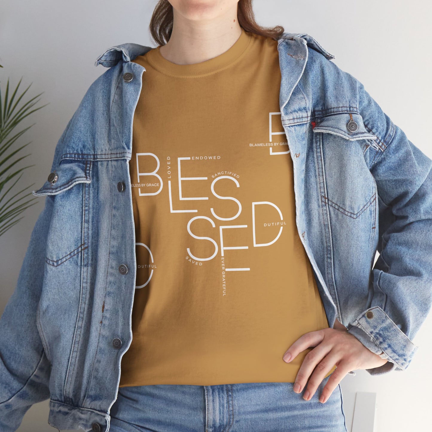 BLESSED Camiseta de algodón pesado unisex con estampado personalizado