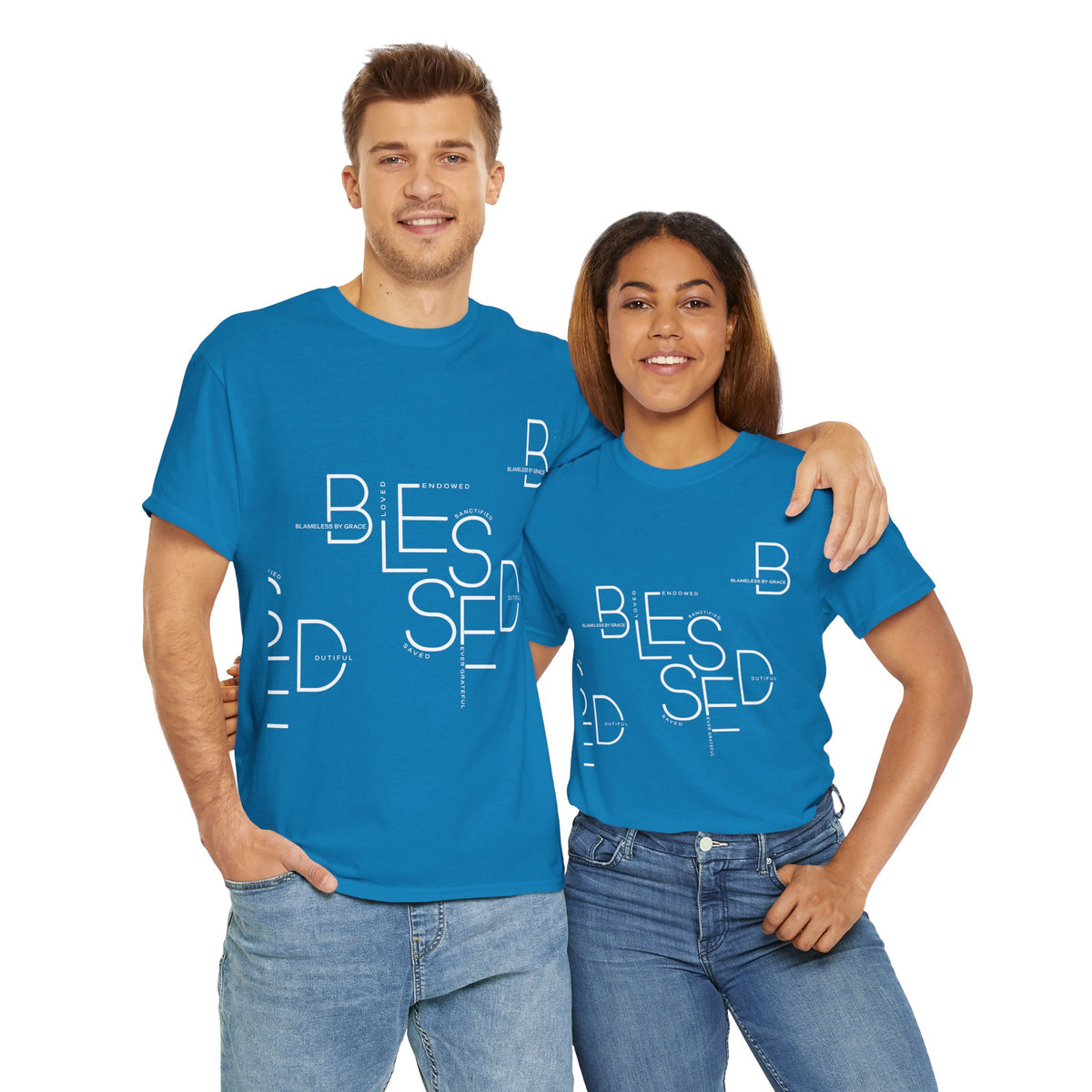 BLESSED Unisex-T-Shirt aus schwerer Baumwolle mit individuellem Aufdruck 