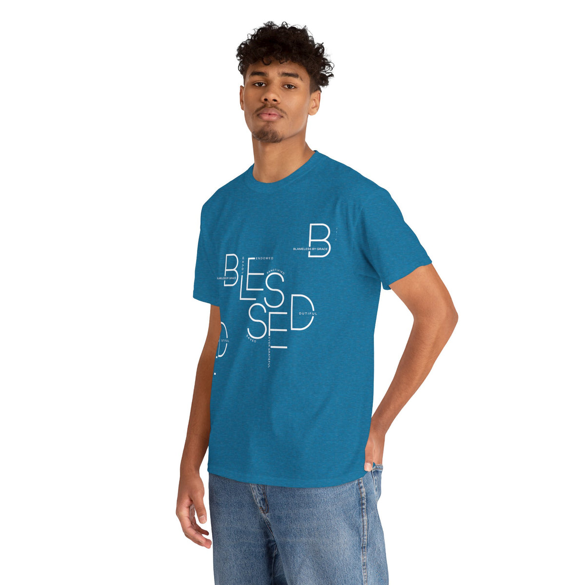 BLESSED Camiseta de algodón pesado unisex con estampado personalizado