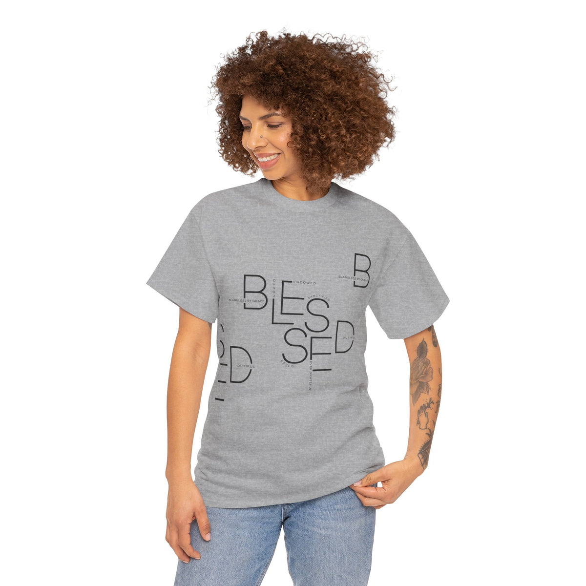 BLESSED Unisex-T-Shirt aus schwerer Baumwolle mit individuellem Aufdruck 