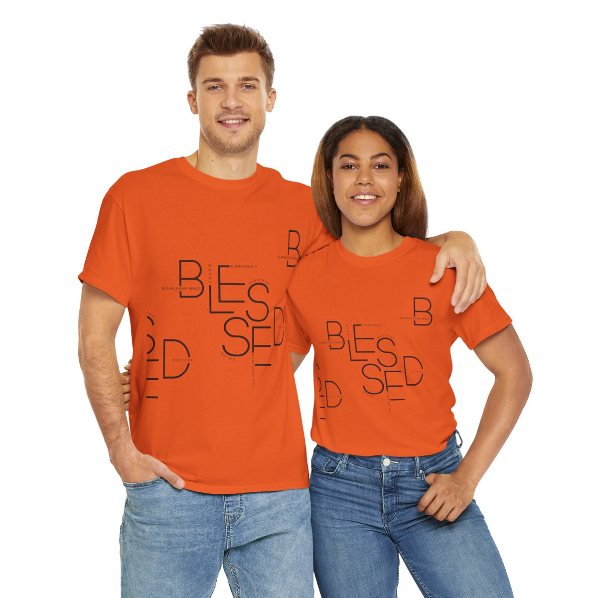 BLESSED Camiseta de algodón pesado unisex con estampado personalizado