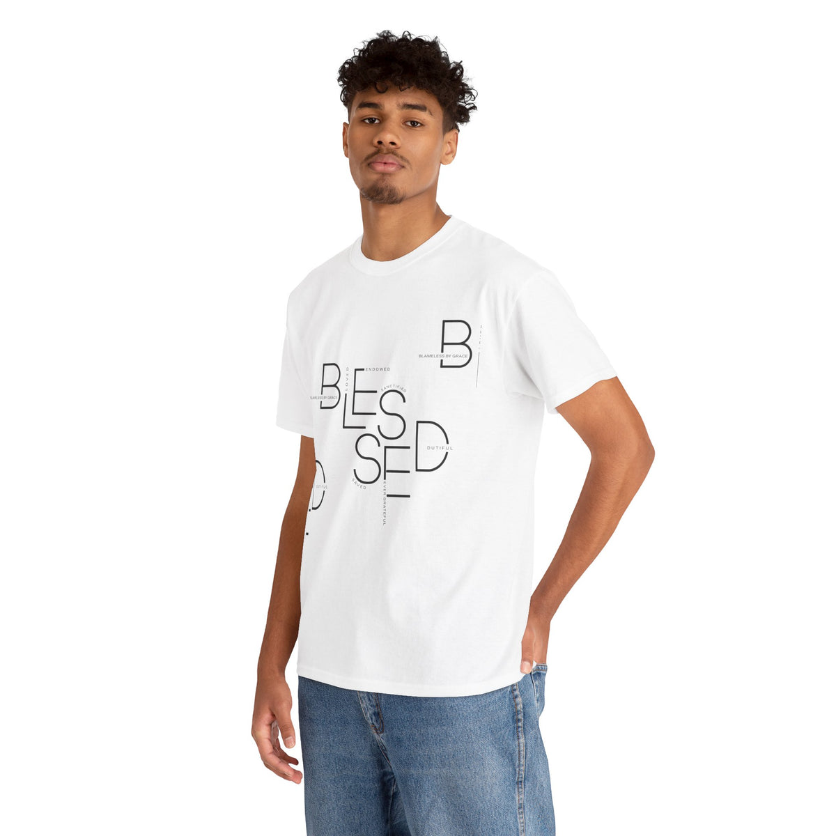 BLESSED Camiseta de algodón pesado unisex con estampado personalizado