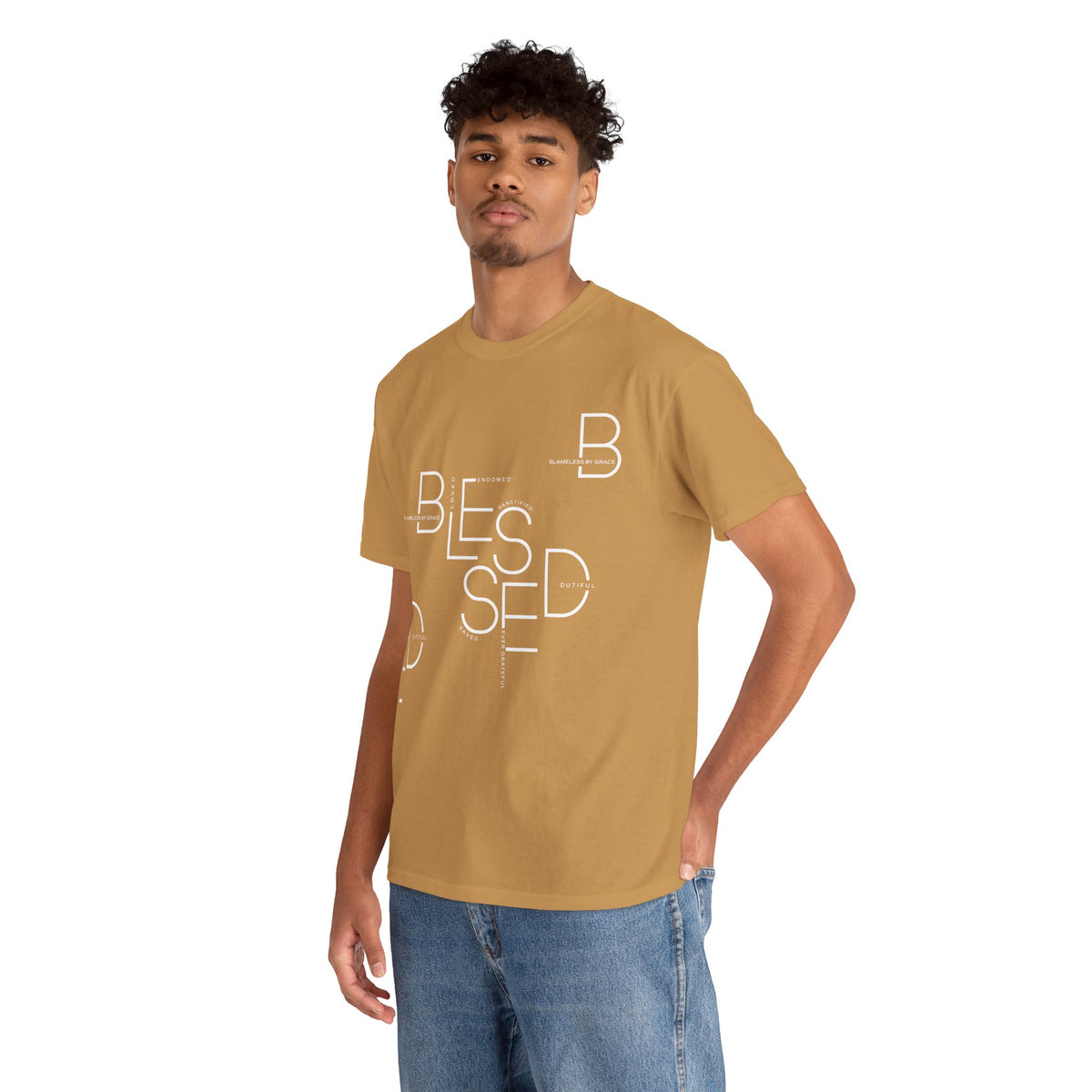 BLESSED Unisex-T-Shirt aus schwerer Baumwolle mit individuellem Aufdruck 