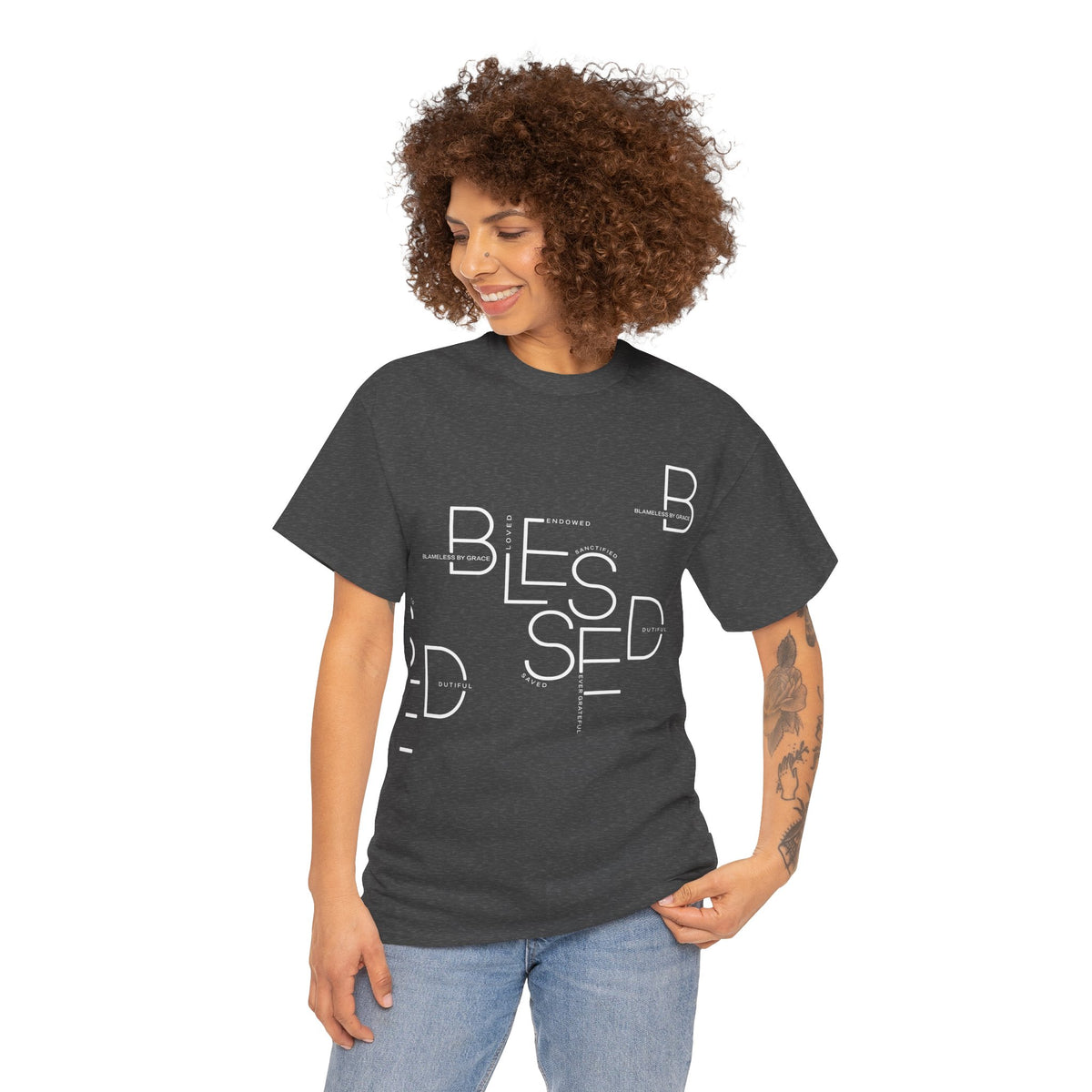 BLESSED Unisex-T-Shirt aus schwerer Baumwolle mit individuellem Aufdruck 