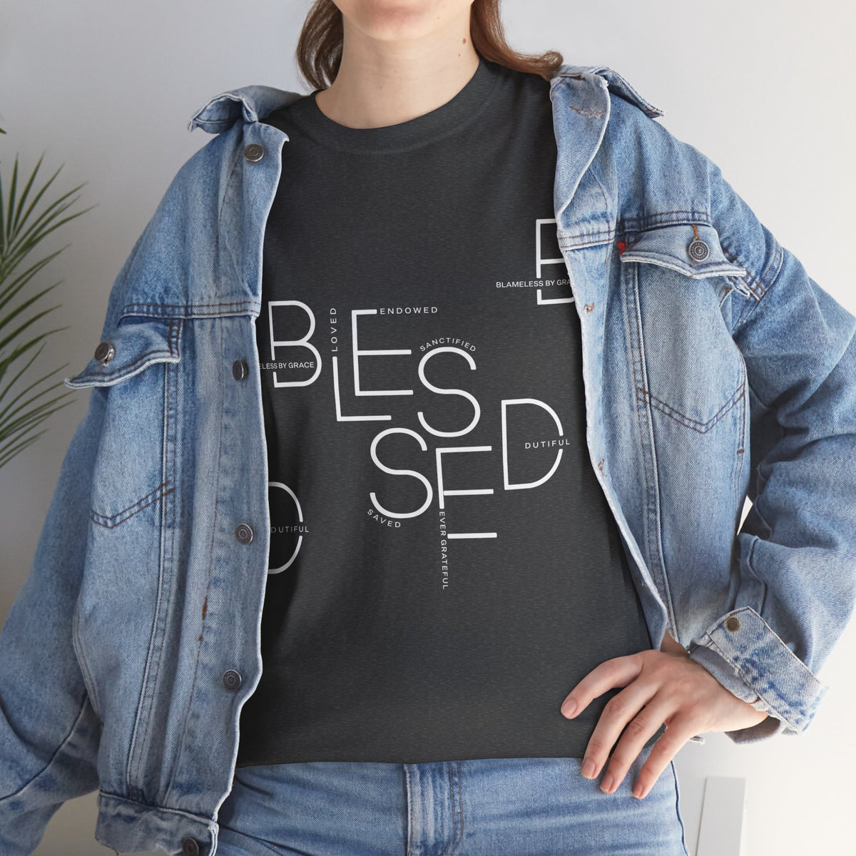 BLESSED Unisex-T-Shirt aus schwerer Baumwolle mit individuellem Aufdruck 