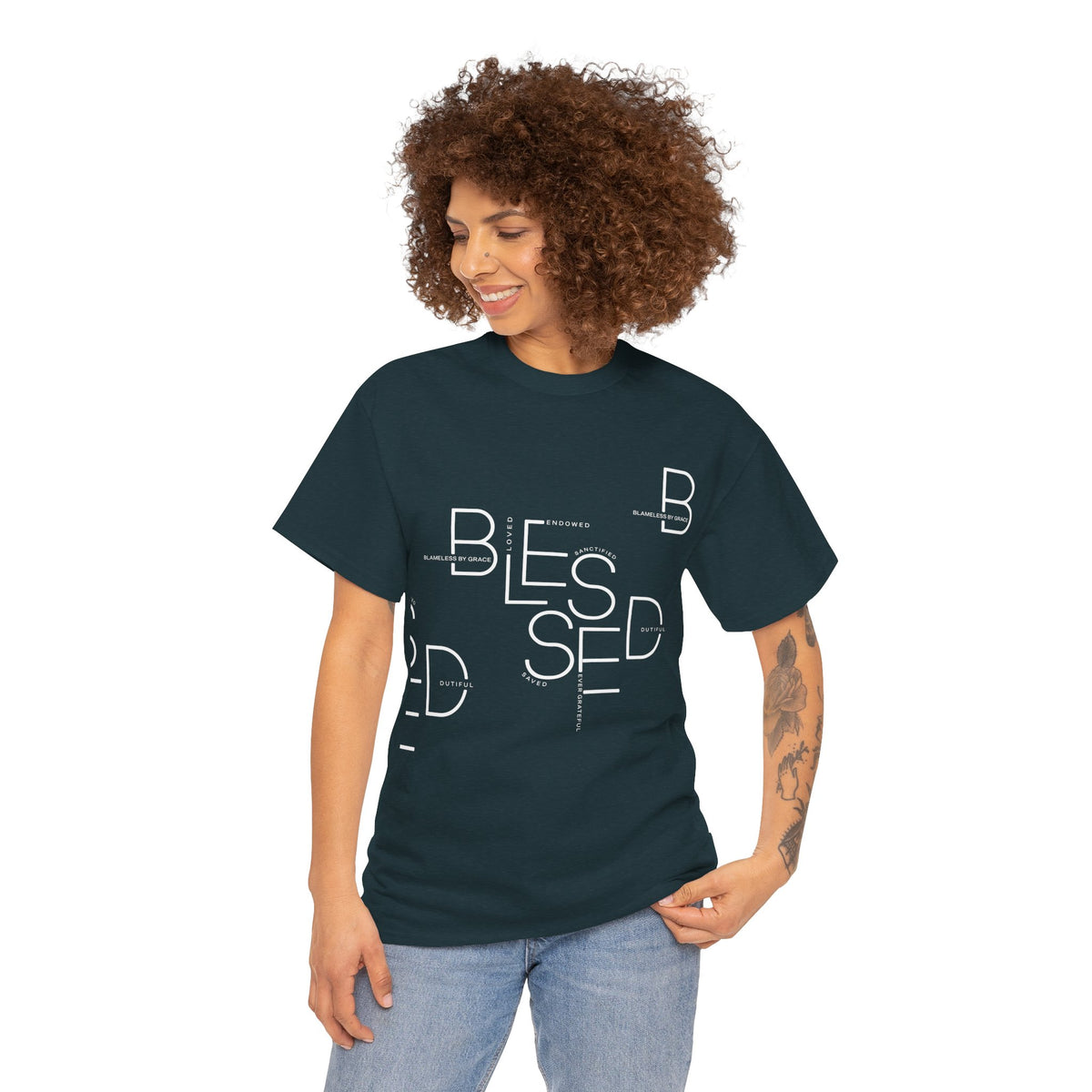 BLESSED Unisex-T-Shirt aus schwerer Baumwolle mit individuellem Aufdruck 