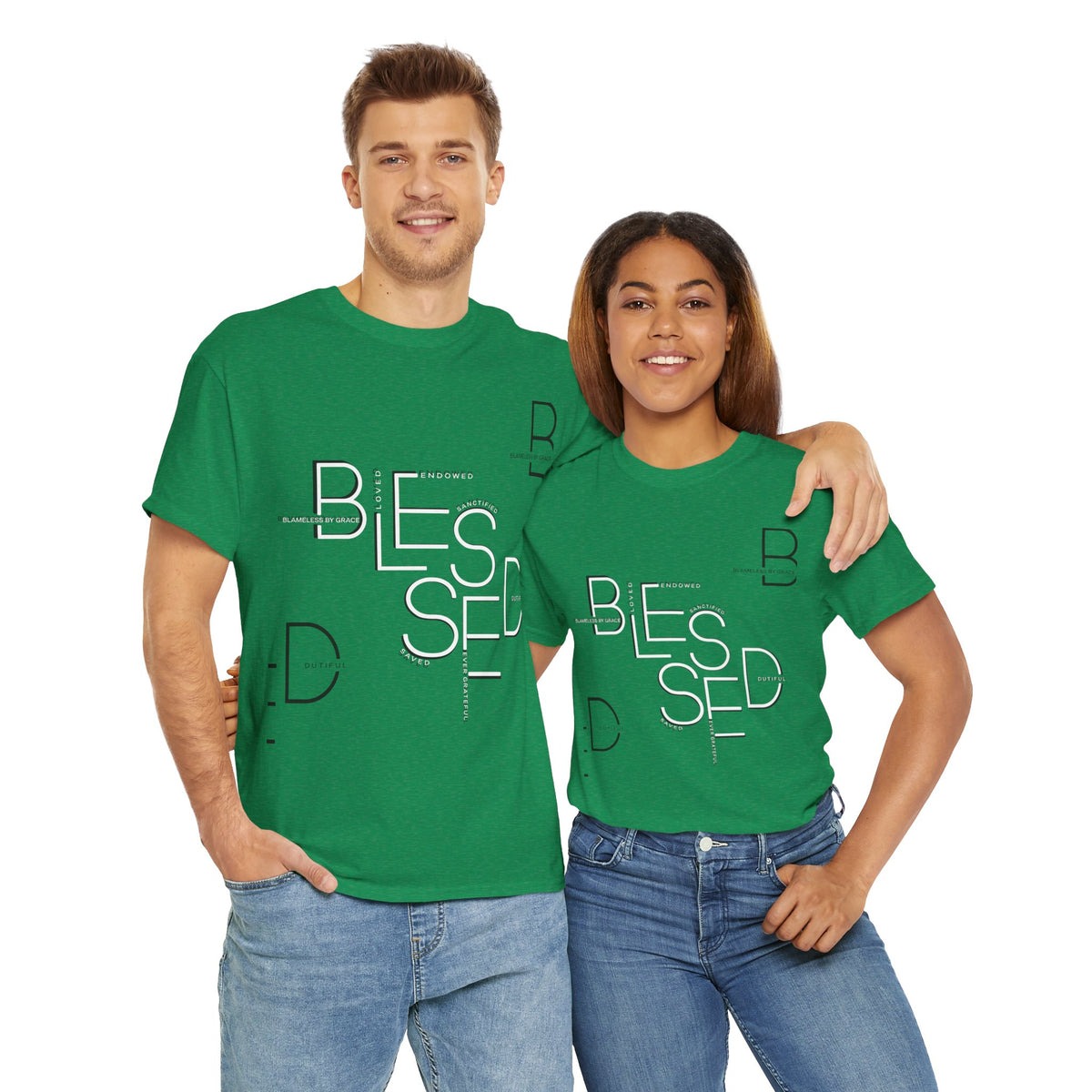 BLESSED Unisex-T-Shirt aus schwerer Baumwolle mit individuellem Aufdruck 