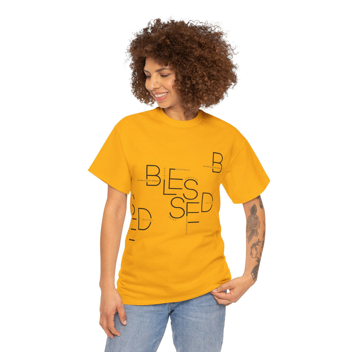 BLESSED Unisex-T-Shirt aus schwerer Baumwolle mit individuellem Aufdruck 