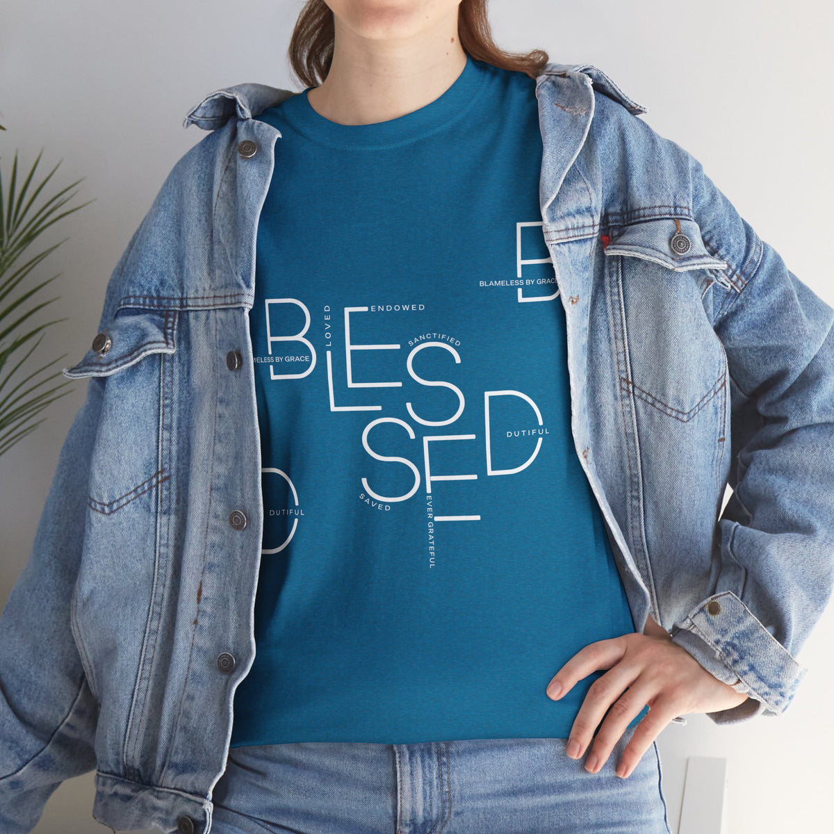 BLESSED Unisex-T-Shirt aus schwerer Baumwolle mit individuellem Aufdruck 