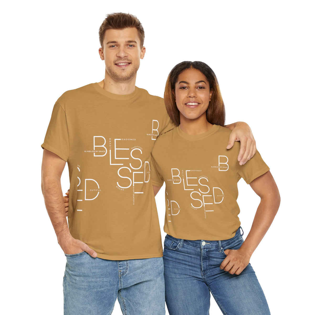 BLESSED Unisex-T-Shirt aus schwerer Baumwolle mit individuellem Aufdruck 