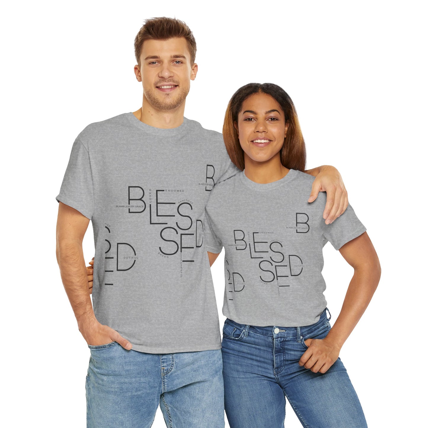 BLESSED Camiseta de algodón pesado unisex con estampado personalizado