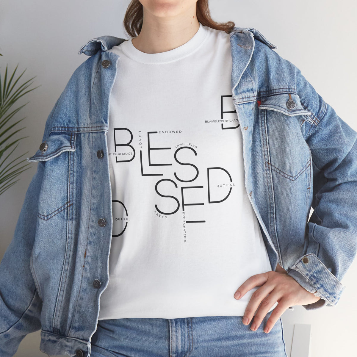 BLESSED Unisex-T-Shirt aus schwerer Baumwolle mit individuellem Aufdruck 