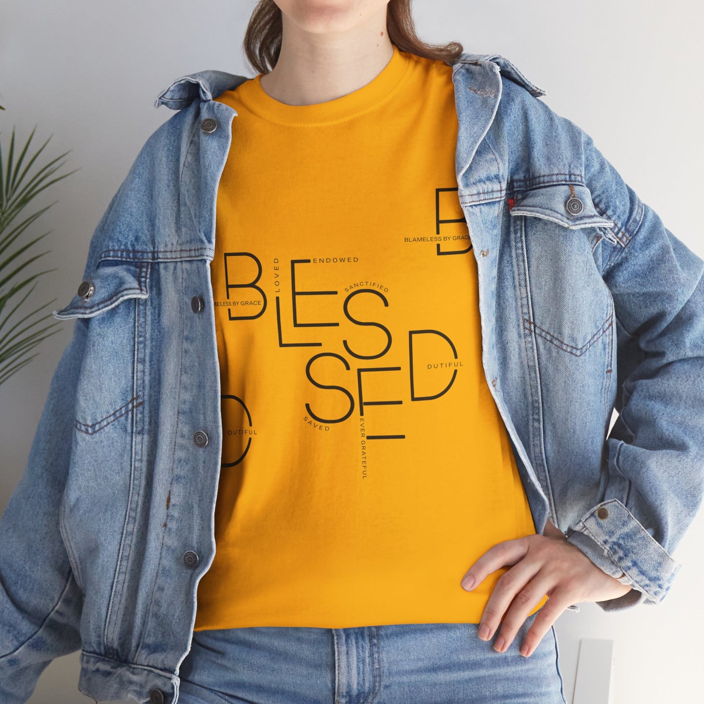 BLESSED Camiseta de algodón pesado unisex con estampado personalizado