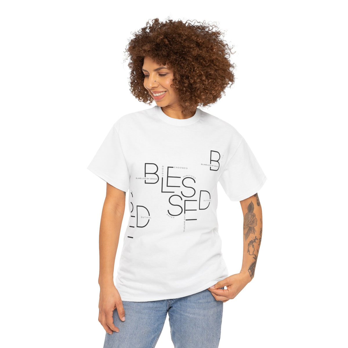 BLESSED Unisex-T-Shirt aus schwerer Baumwolle mit individuellem Aufdruck 