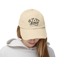 Ask Me About Jesus Unisex Distressed Cap | Christian Apparel - Wear Your Heart