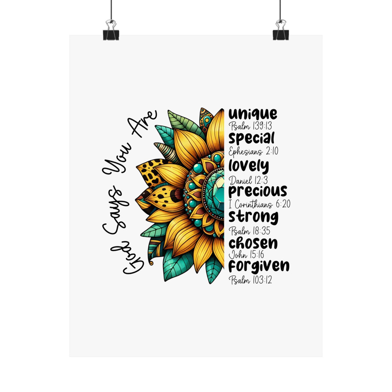 God Says You Are Unique Matte Vertical Posters | Christian Wall Art | Wear Your Heart - Wear Your Heart
