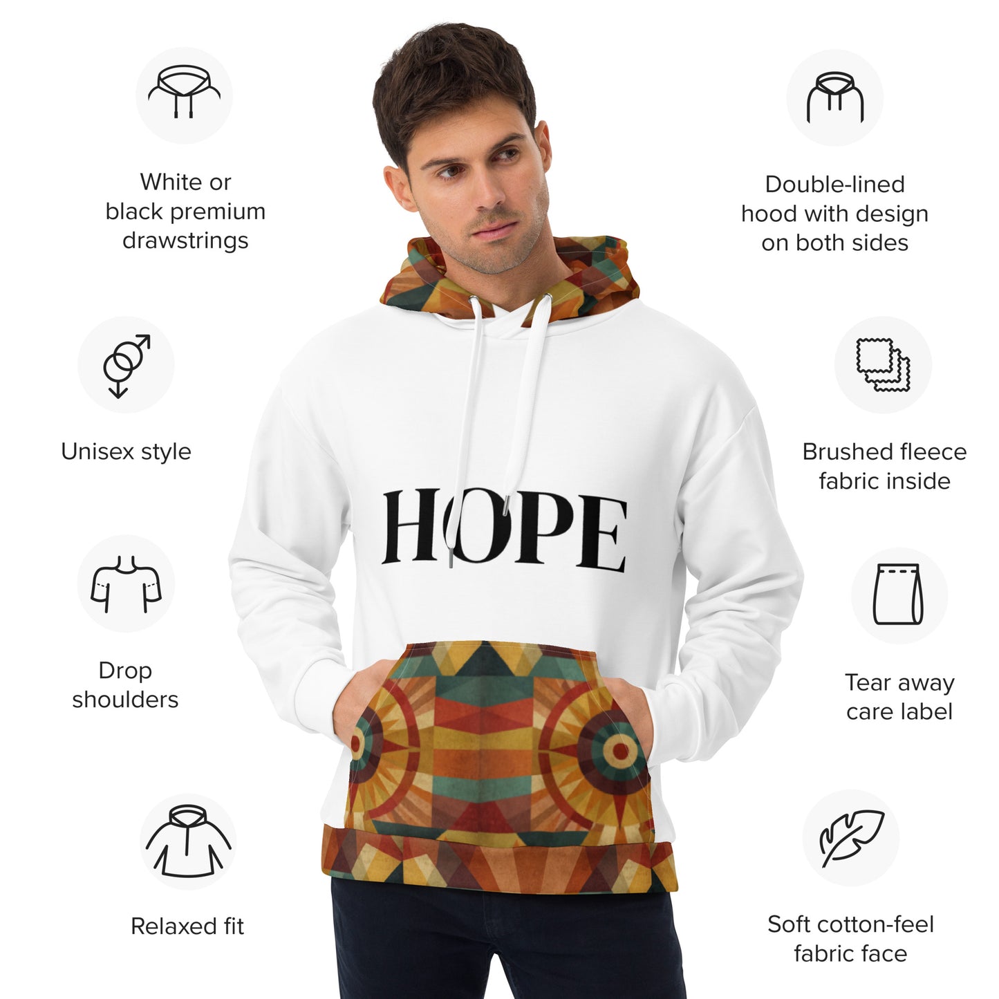 Hope Unisex Hoodie - Front view showing faith-inspired 'Hope' design