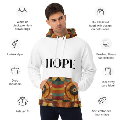 Hope Unisex Hoodie - Front view showing faith-inspired 'Hope' design