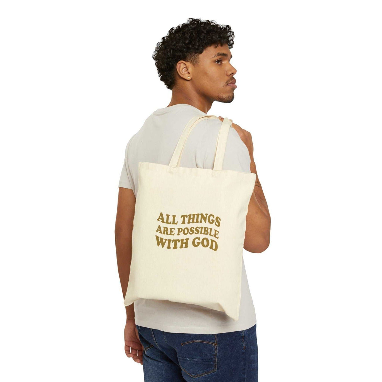 All Things Are Possible Cotton Canvas Tote Bag – Carry Your Faith - Wear Your Heart