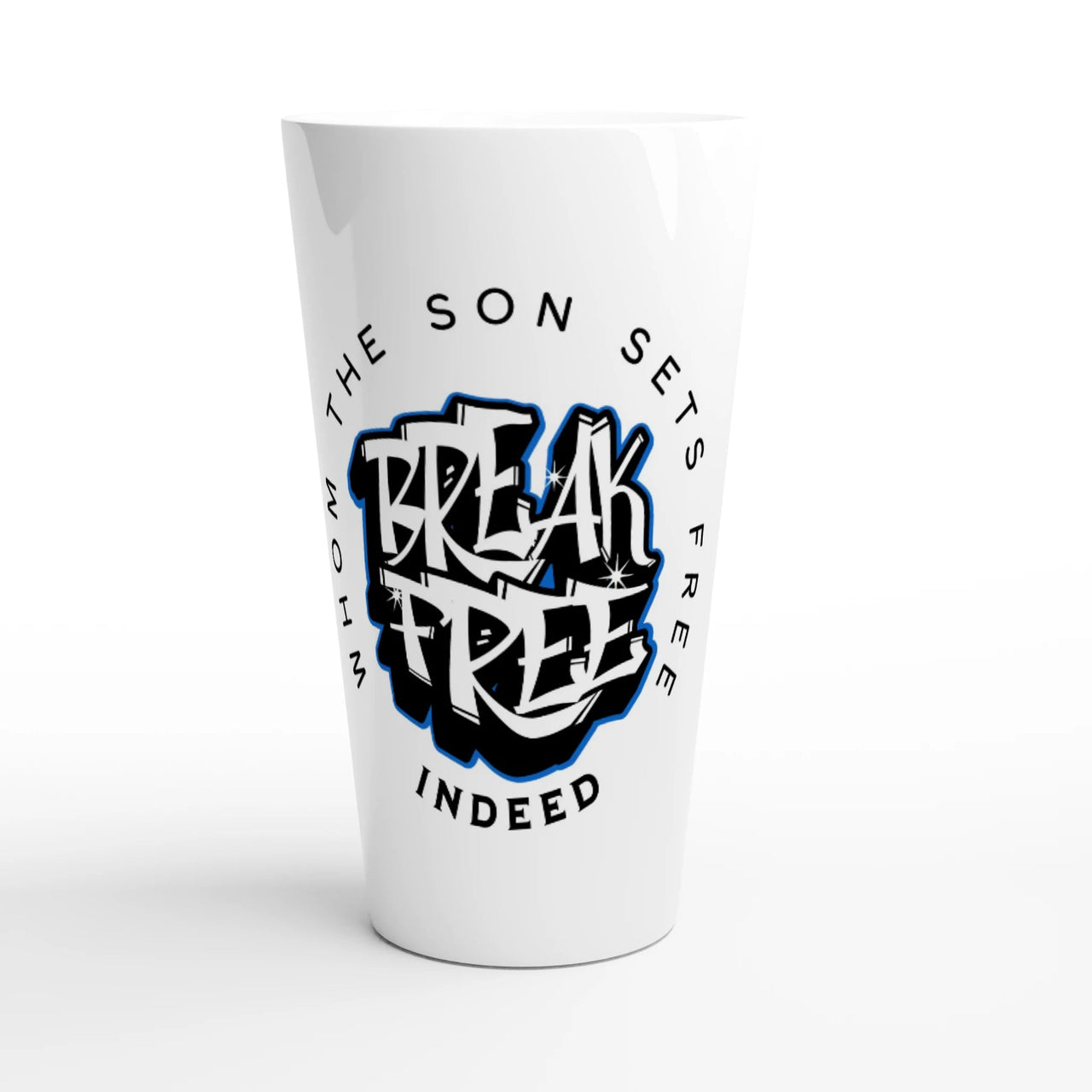 Break Free Latte Mug 17oz | Whom the Son Sets Free | Christian Gift | Wear Your Heart - Wear Your Heart