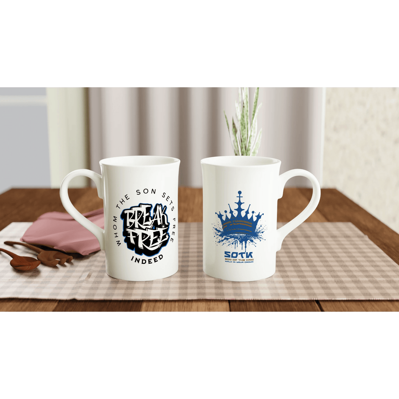 Break Free & Son of the King Double - Sided Porcelain Mug 10oz | Christian Gift | WYH - Wear Your Heart