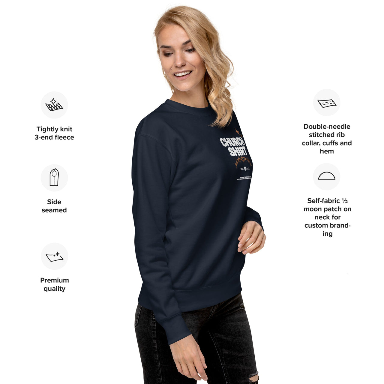 Church Shirt – Christian Unisex Premium Sweatshirt | Crown of Thorns Faith Apparel - Wear Your Heart