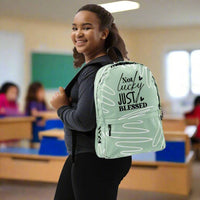 Custom All Print Backpack - Not Lucky Just Blessed & Overcomer | Water - Resistant, Laptop Compartment - Wear Your Heart