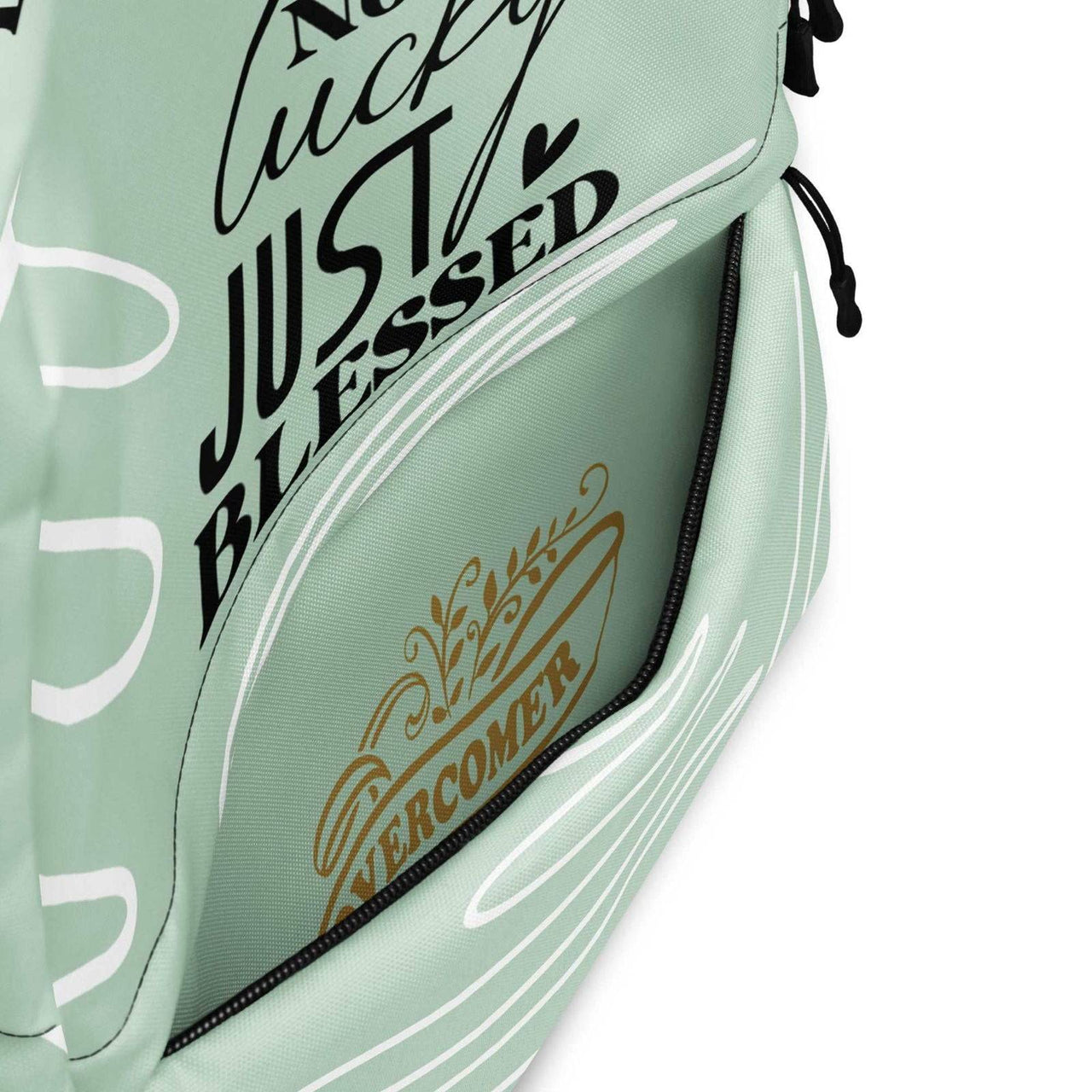 Custom All Print Backpack - Not Lucky Just Blessed & Overcomer | Water - Resistant, Laptop Compartment - Wear Your Heart