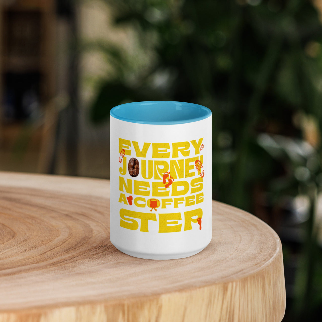 Every Journey Needs a Coffee Step Mug – Motivational Coffee Lover Mug with Colour Inside | WYH - Wear Your Heart