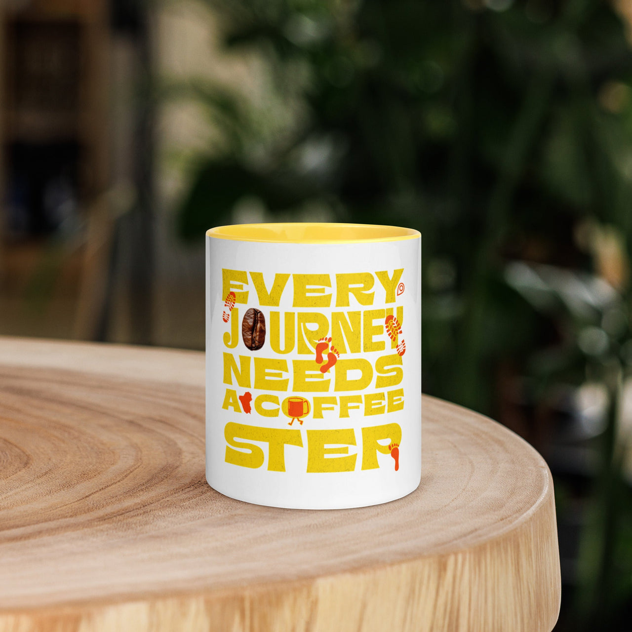Every Journey Needs a Coffee Step Mug – Motivational Coffee Lover Mug with Colour Inside | WYH - Wear Your Heart