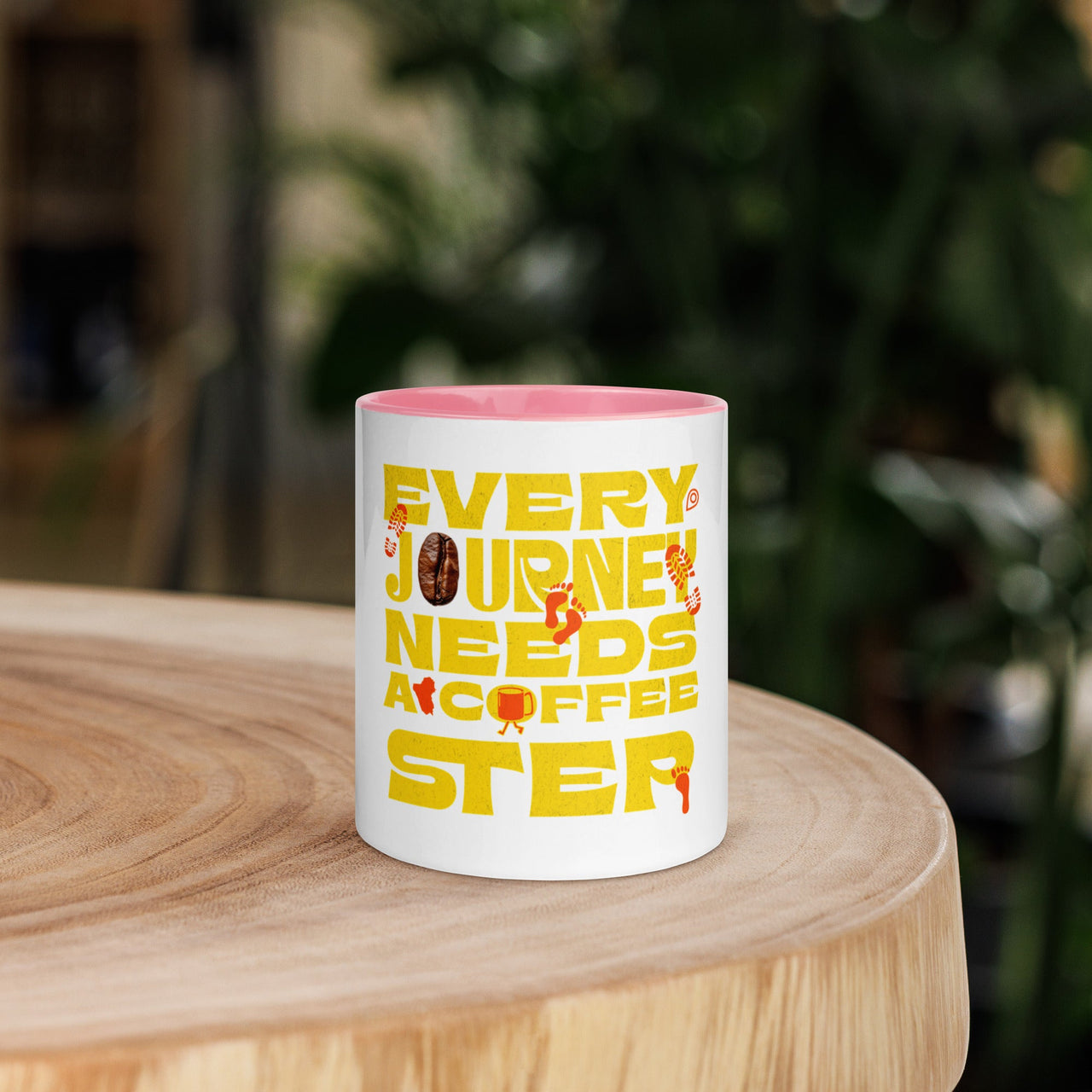 Every Journey Needs a Coffee Step Mug – Motivational Coffee Lover Mug with Colour Inside | WYH - Wear Your Heart