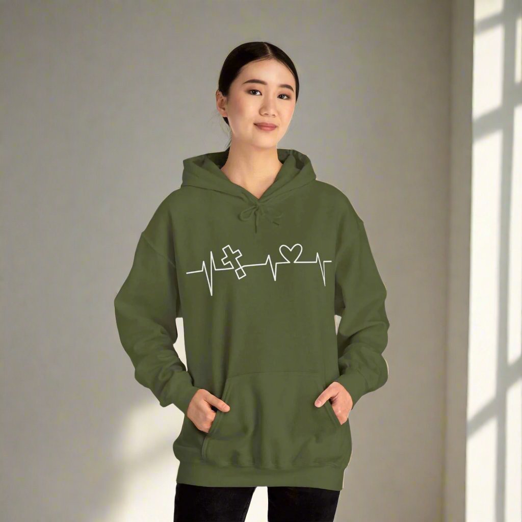 Faith Heartbeat Unisex Hoodie | Christian Apparel | Warmth and Inspiration - Wear Your Heart