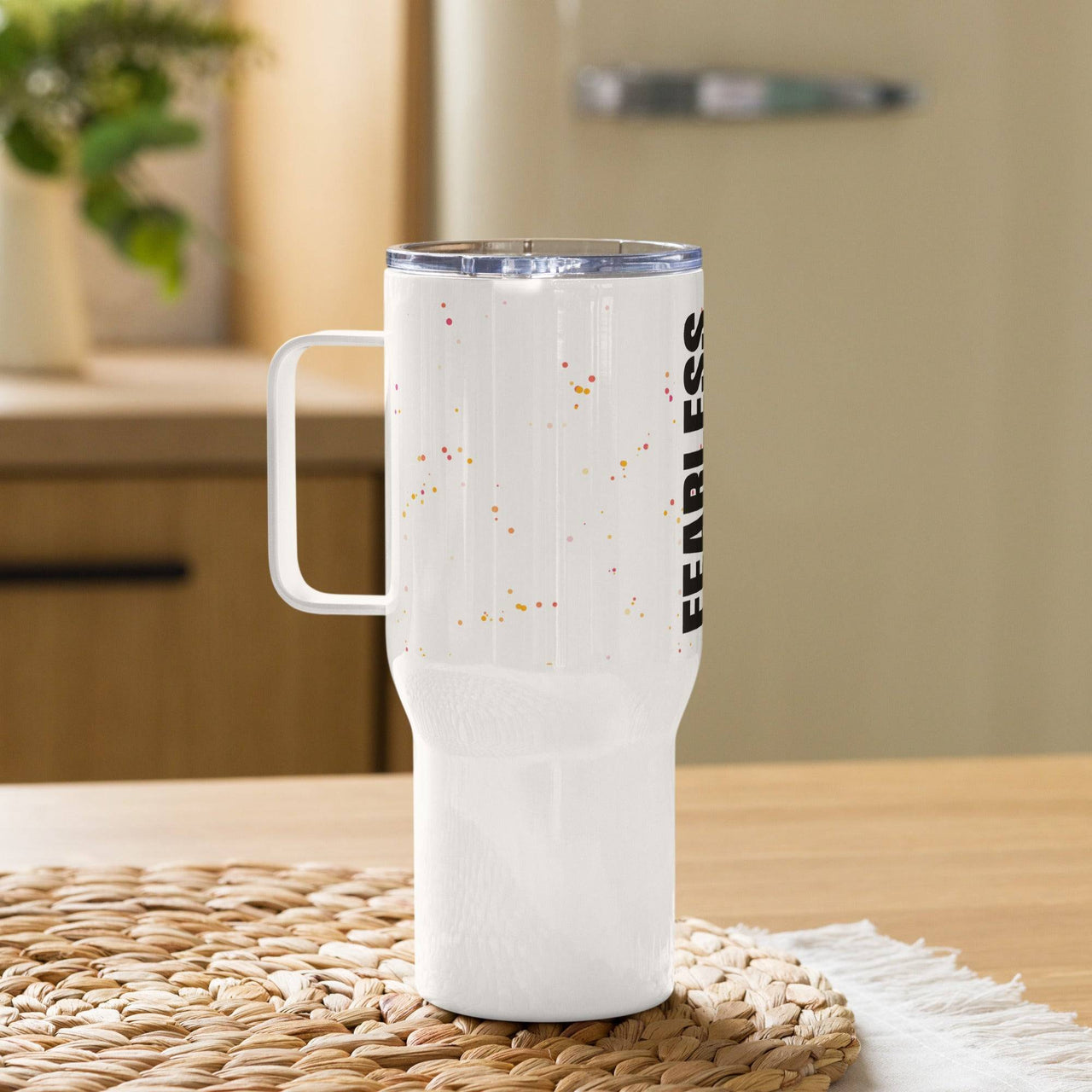 Fearless Travel Mug with Handle – Stylish Christian Mug for On - the - Go - Wear Your Heart