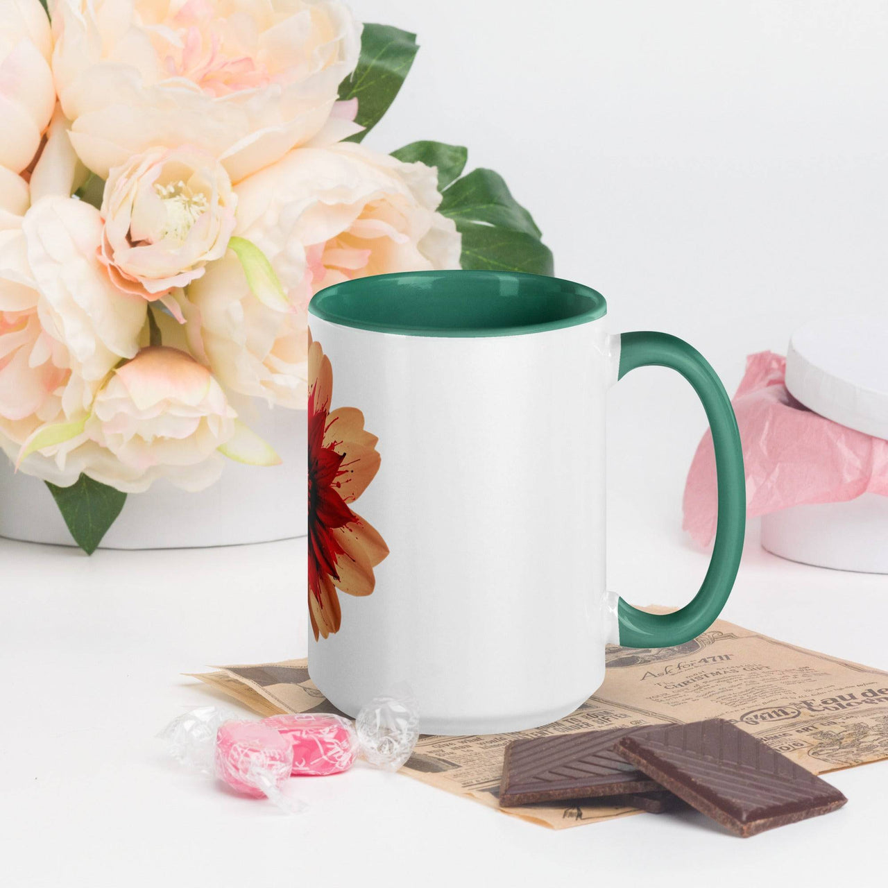 Flower Mug with Colour Inside – Vibrant Design & Faith - Inspired Gift - Wear Your Heart