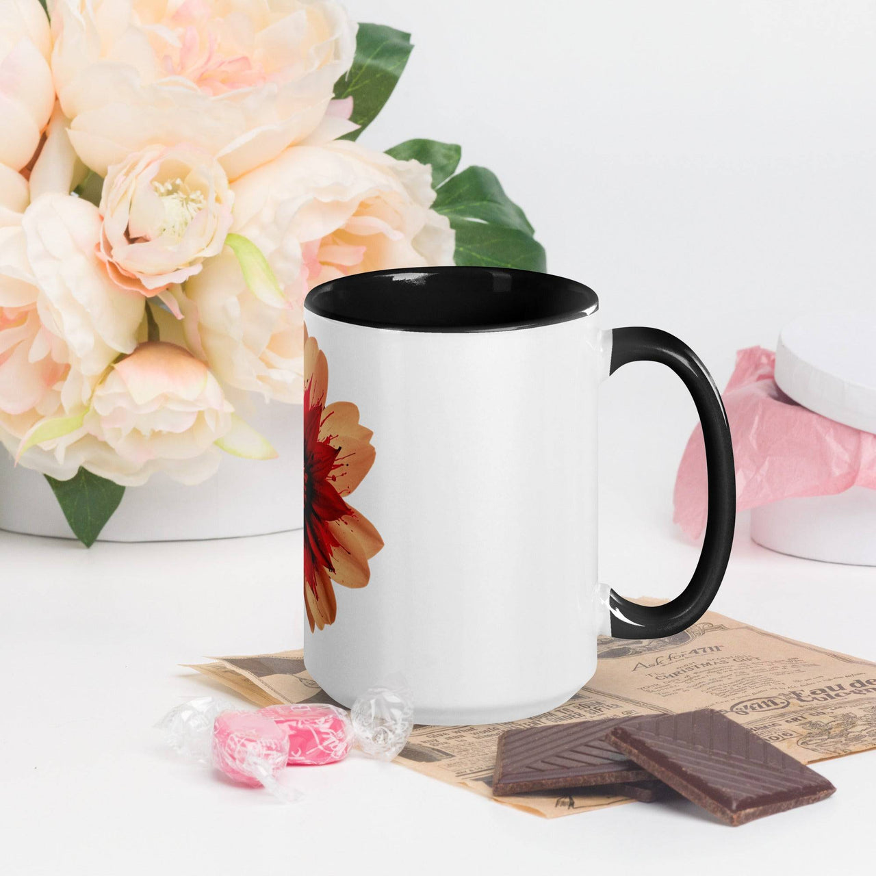 Flower Mug with Colour Inside – Vibrant Design & Faith - Inspired Gift - Wear Your Heart