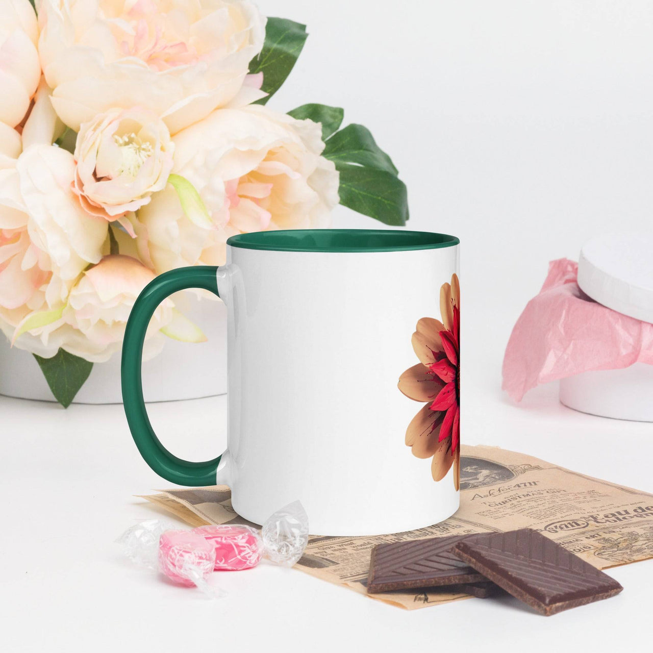 Flower Mug with Colour Inside – Vibrant Design & Faith - Inspired Gift - Wear Your Heart