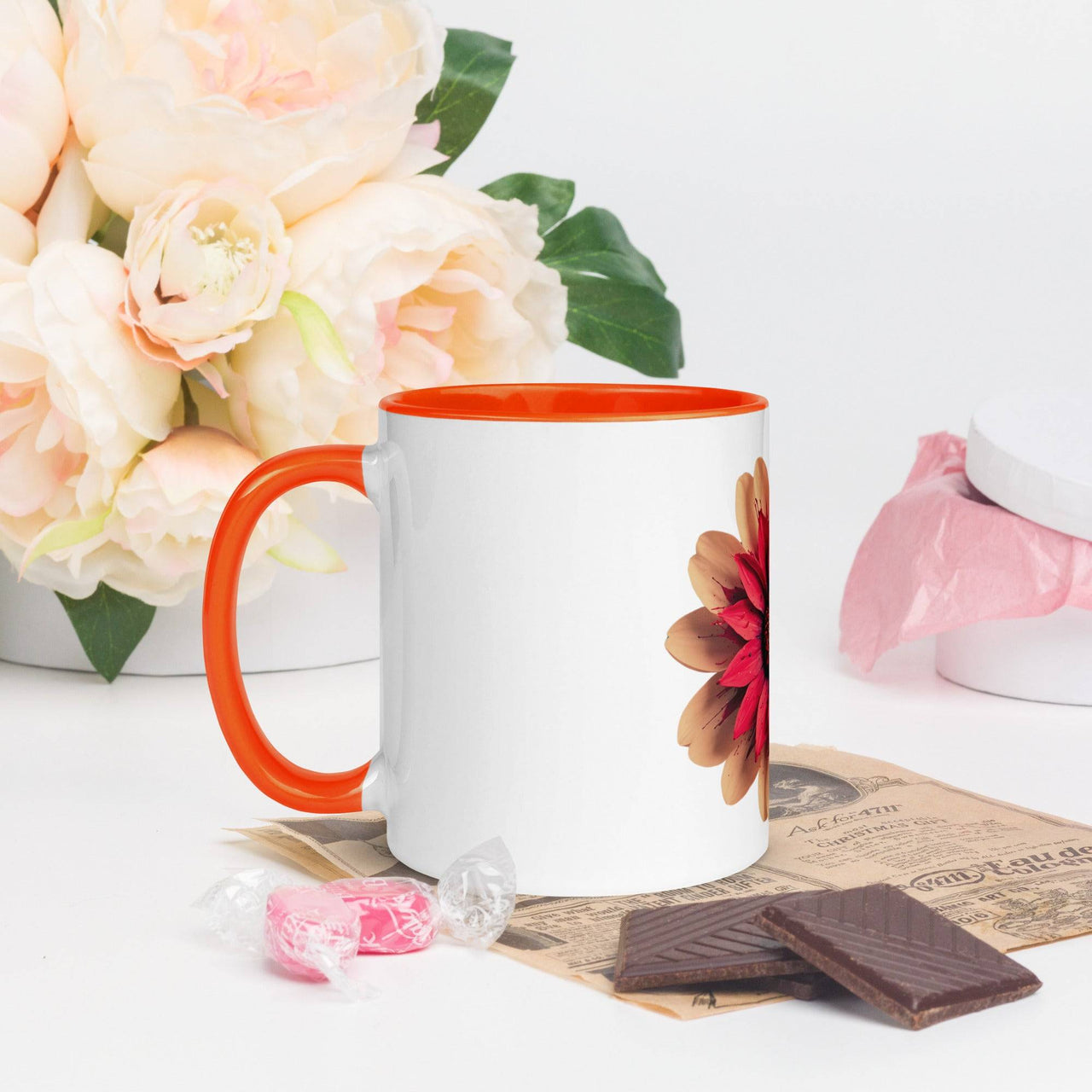 Flower Mug with Colour Inside – Vibrant Design & Faith - Inspired Gift - Wear Your Heart