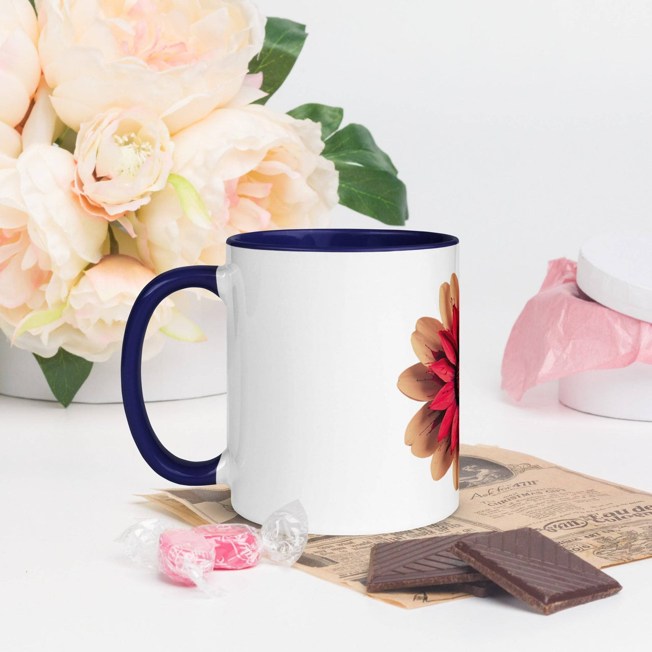 Flower Mug with Colour Inside – Vibrant Design & Faith - Inspired Gift - Wear Your Heart