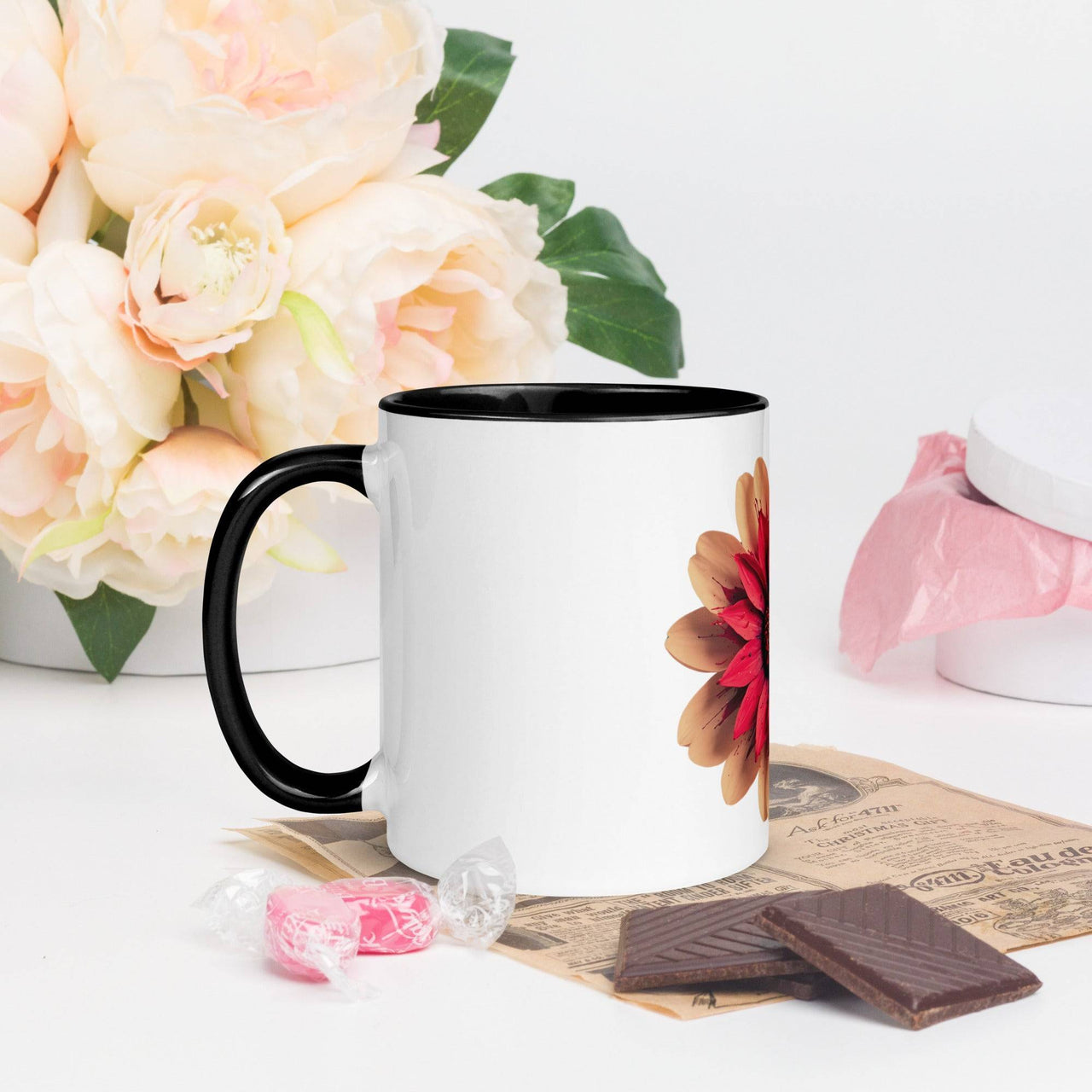 Flower Mug with Colour Inside – Vibrant Design & Faith - Inspired Gift - Wear Your Heart