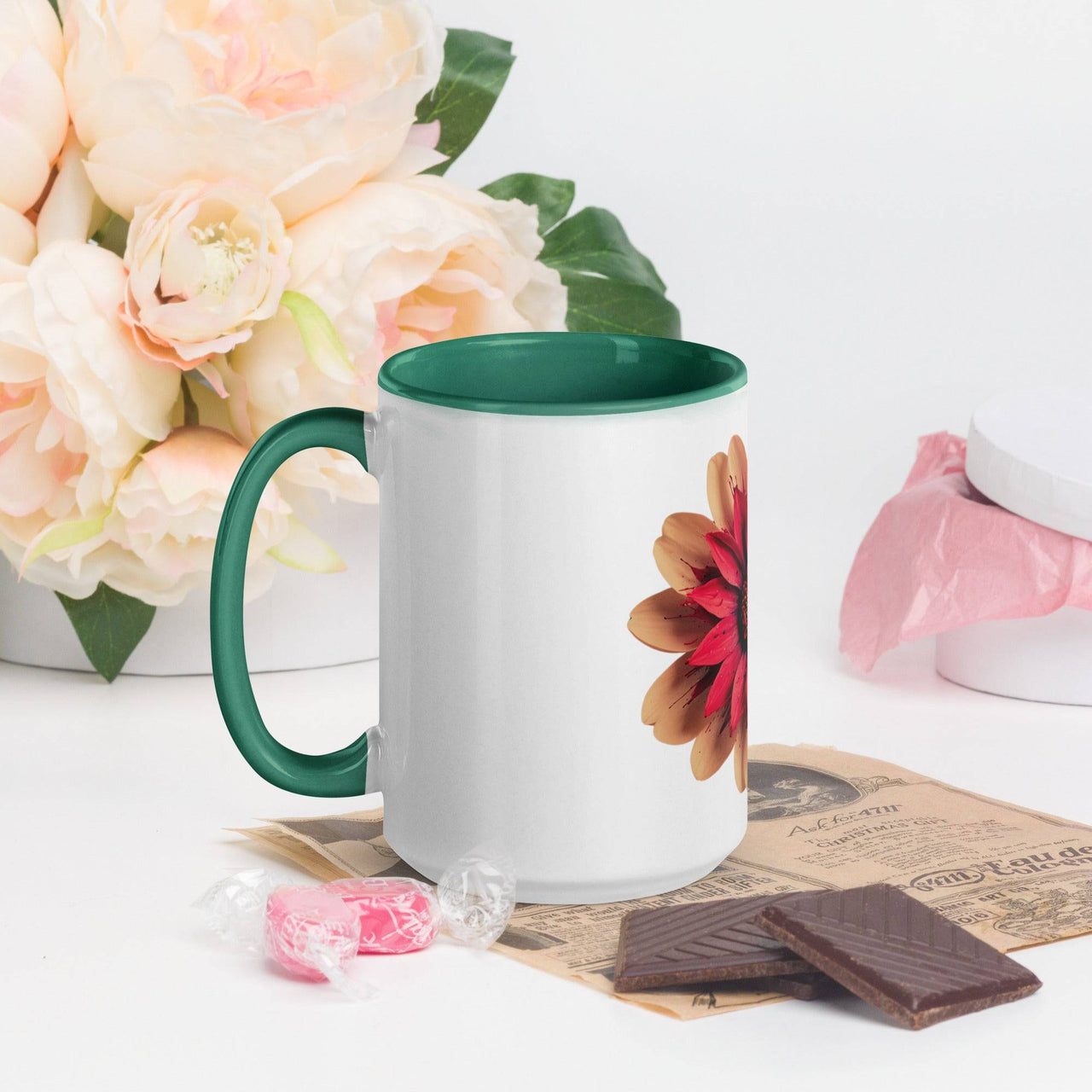 Flower Mug with Colour Inside – Vibrant Design & Faith - Inspired Gift - Wear Your Heart