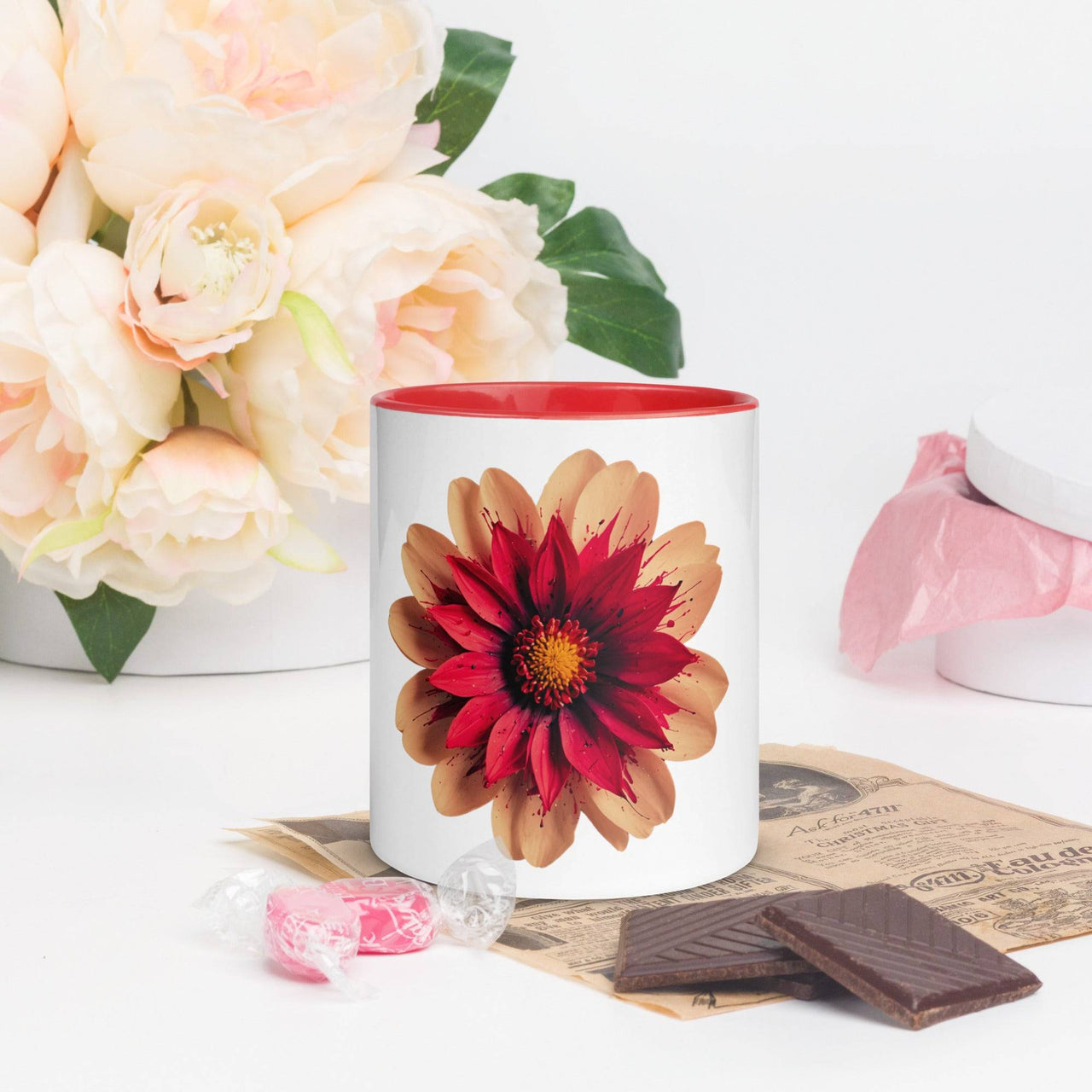 Flower Mug with Colour Inside – Vibrant Design & Faith - Inspired Gift - Wear Your Heart