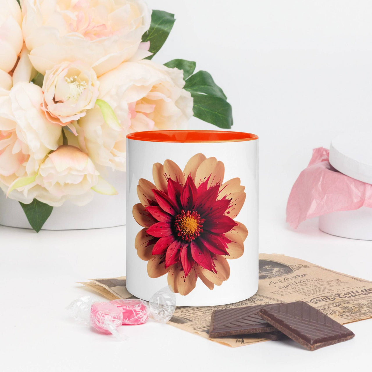Flower Mug with Colour Inside – Vibrant Design & Faith - Inspired Gift - Wear Your Heart