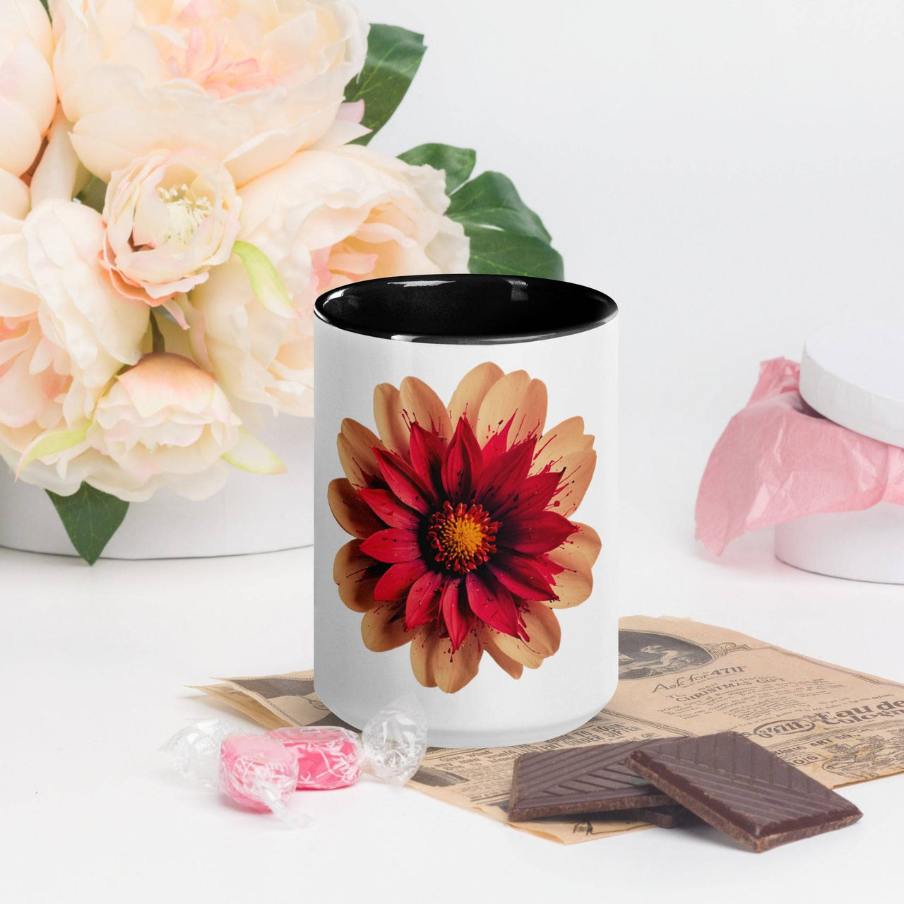 Flower Mug with Colour Inside – Vibrant Design & Faith - Inspired Gift - Wear Your Heart