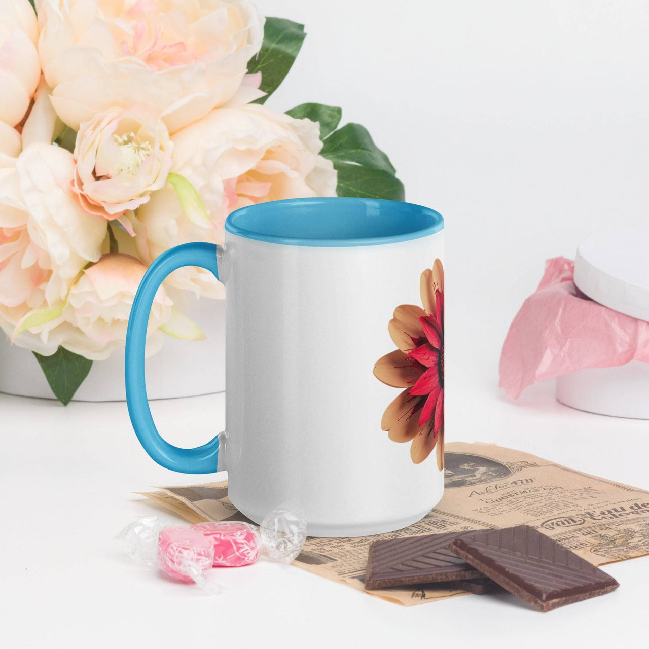 Flower Mug with Colour Inside – Vibrant Design & Faith - Inspired Gift - Wear Your Heart